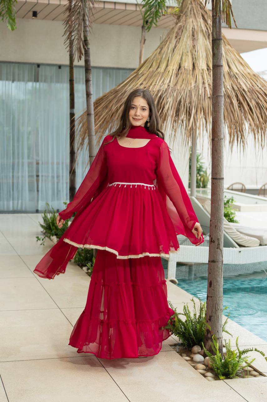 Sharara suit for women,
Designer sharara set,
Wedding sharara dress,
Sharara suit party wear,
Festive sharara outfit,
Bridal sharara dress,
Heavy sharara suit,
Cotton sharara set,
Embroidered sharara suit,
Georgette sharara dress,
Sharara with dupatta,
Pakistani sharara suit,
Sharara dress for wedding,
Long kurti with sharara