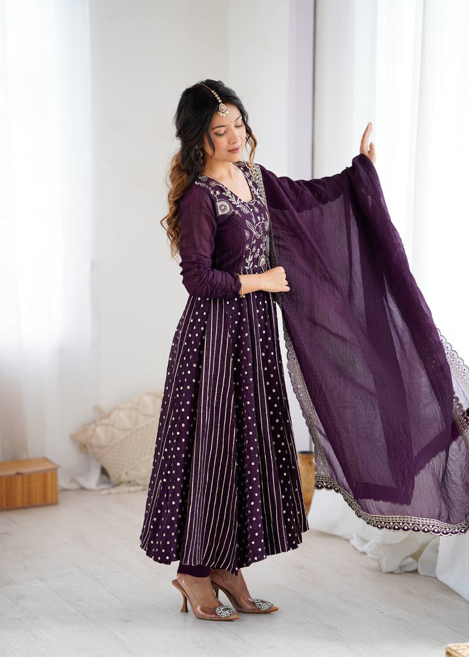Partywear Flared Long Anarkali Suit