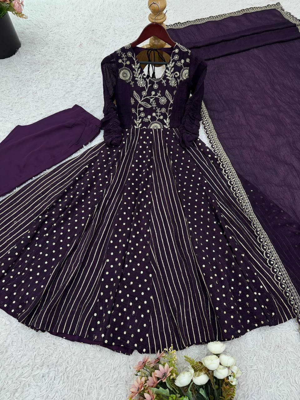 Partywear Flared Long Anarkali Suit