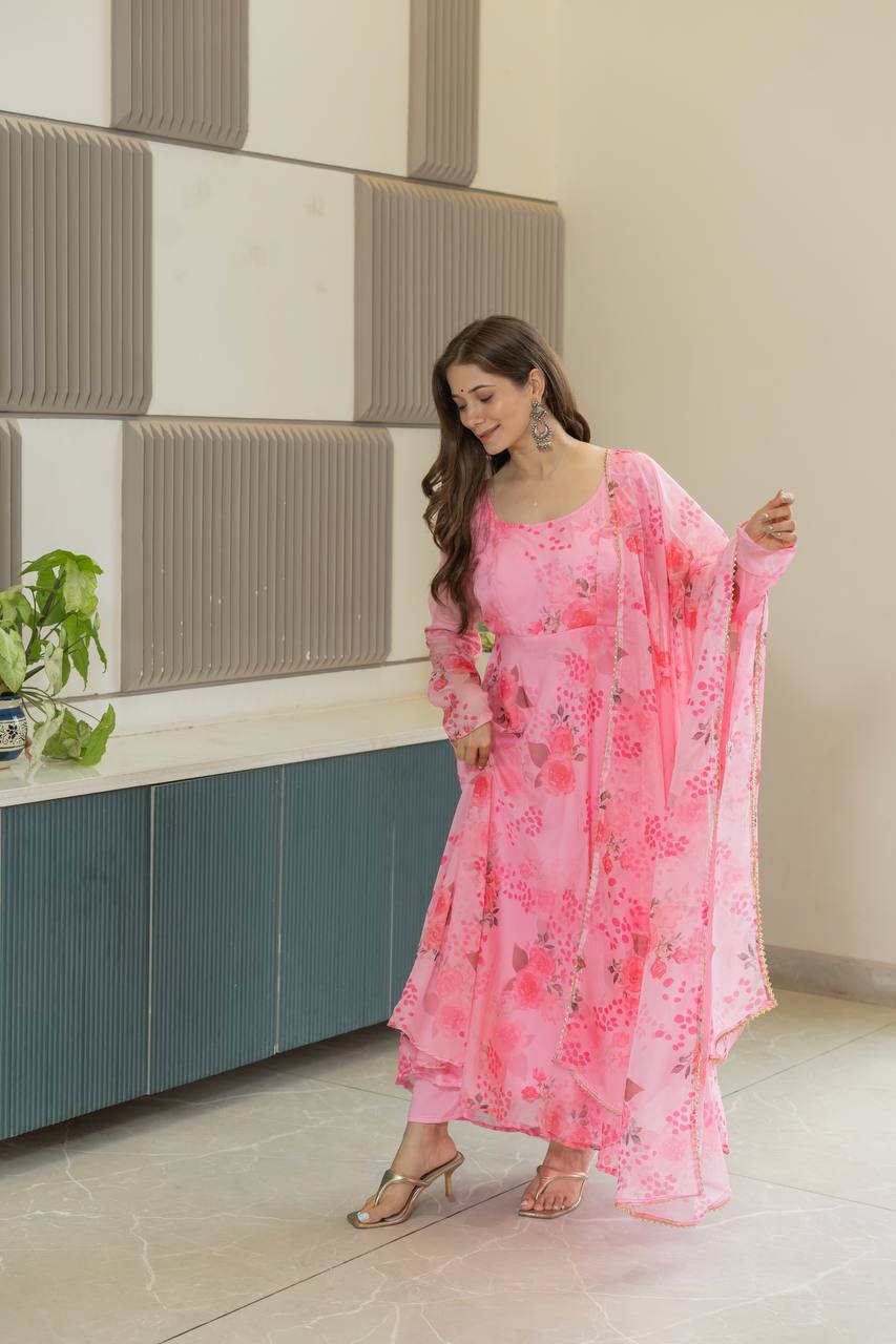 New Launch Fully Flared Floral Anarkali Suit