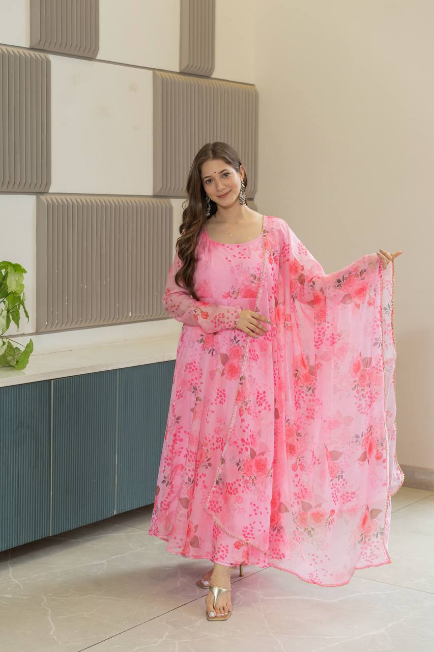 New Launch Fully Flared Floral Anarkali Suit