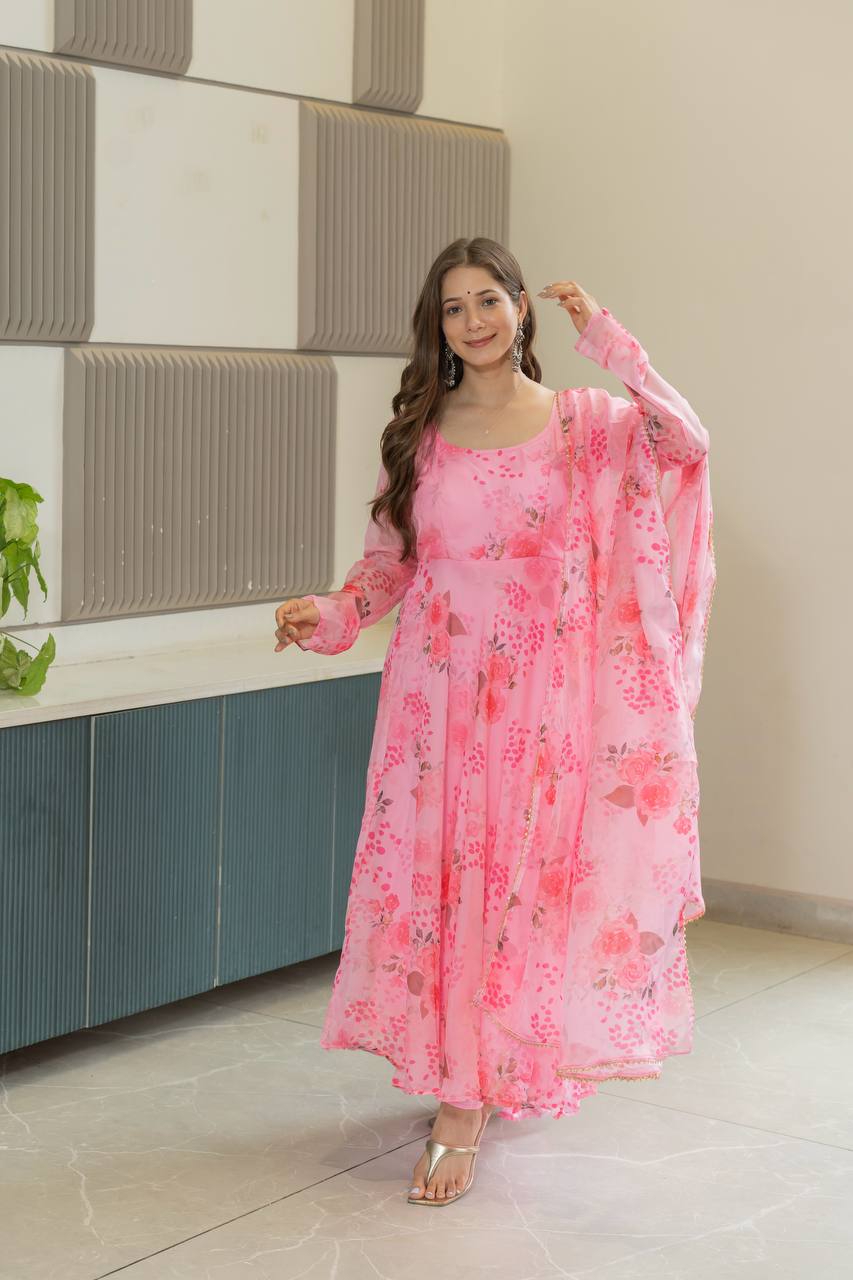New Launch Fully Flared Floral Anarkali Suit