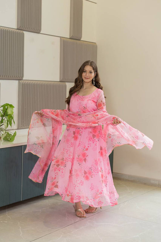 New Launch Fully Flared Floral Anarkali Suit