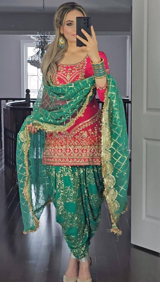Punjabi Patiala Suit with Sequence Work