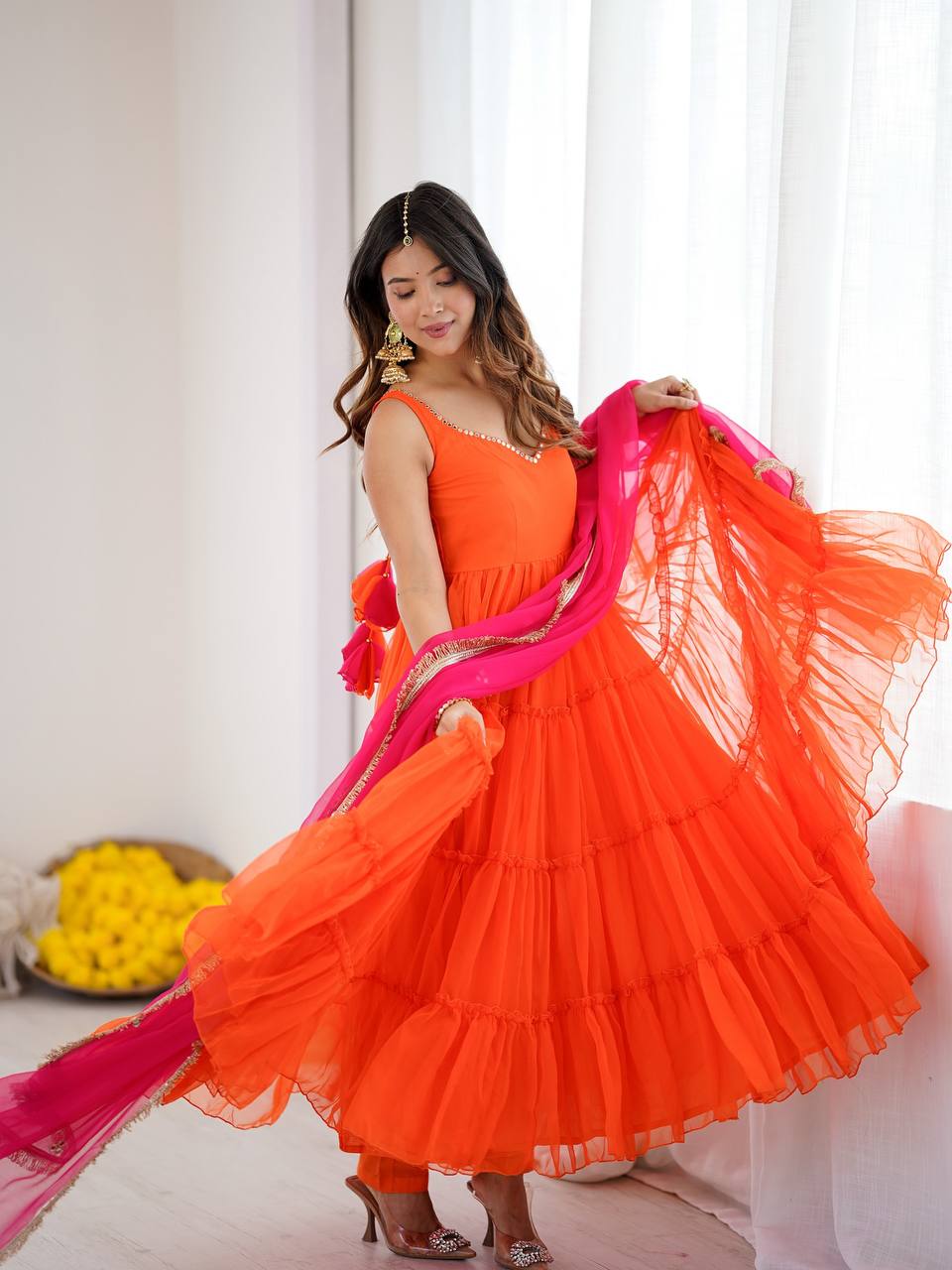 Beautiful Solid Long Flared Anarkali Suit for Women