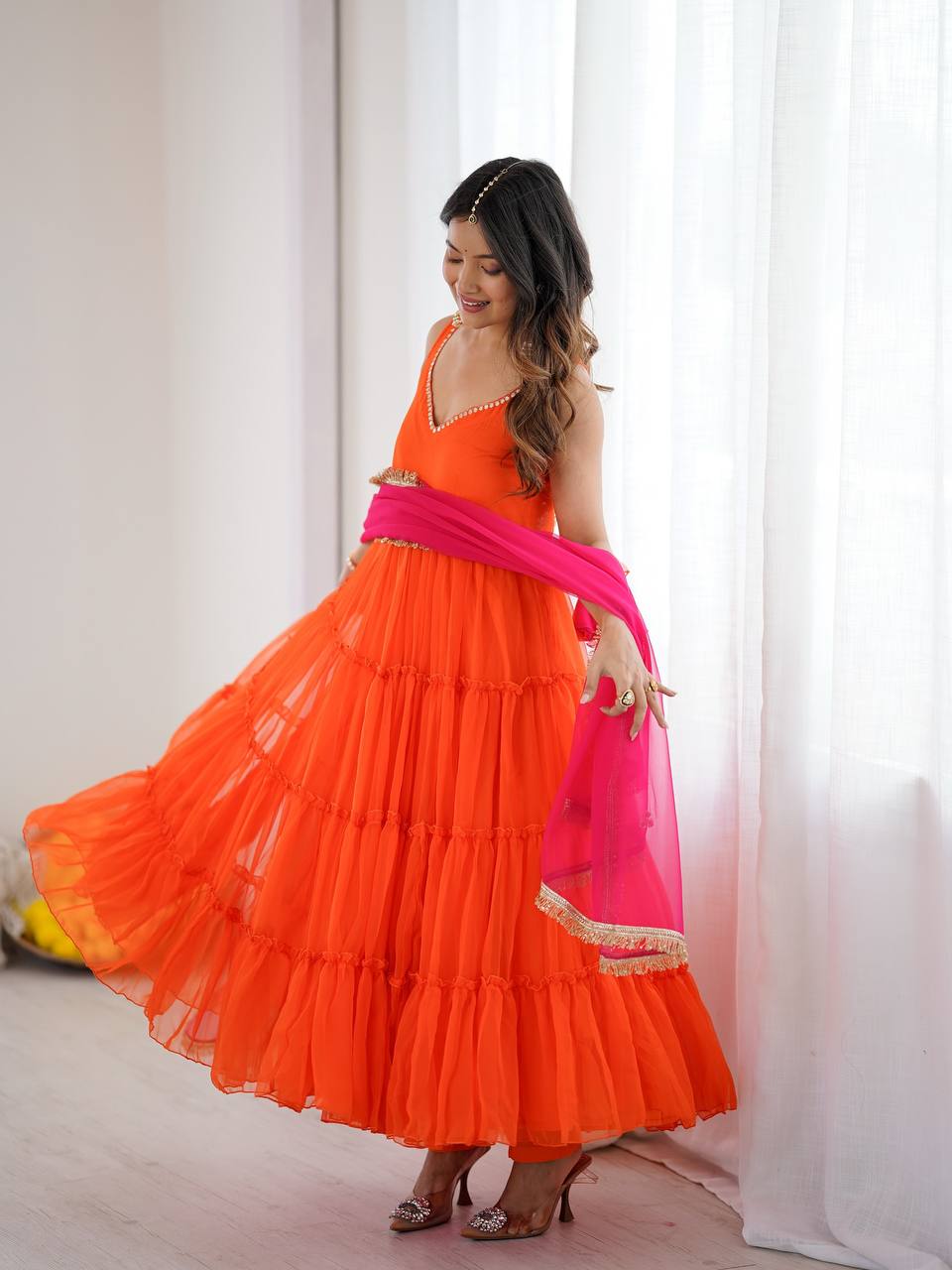 Beautiful Solid Long Flared Anarkali Suit for Women