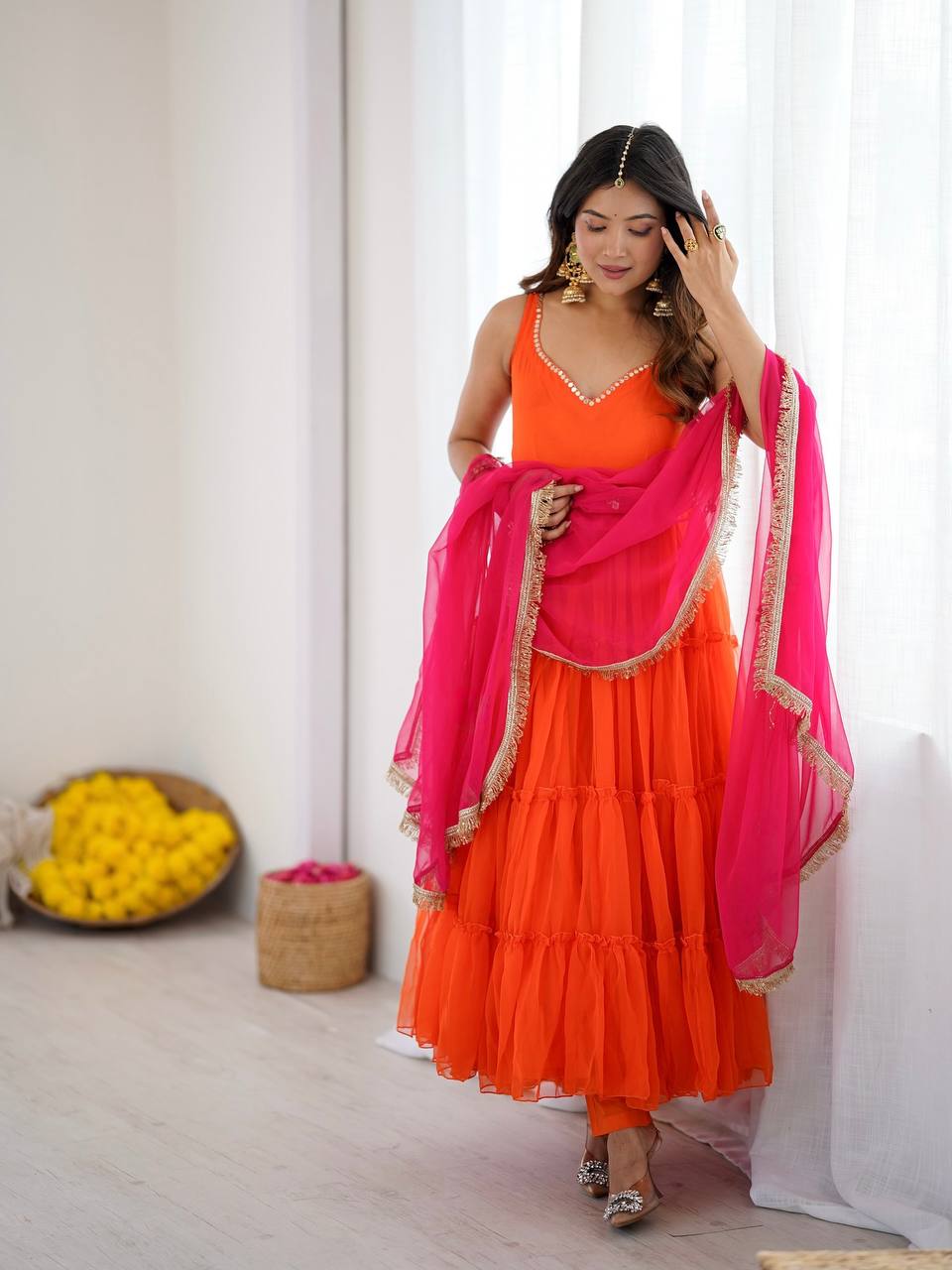 Beautiful Solid Long Flared Anarkali Suit for Women