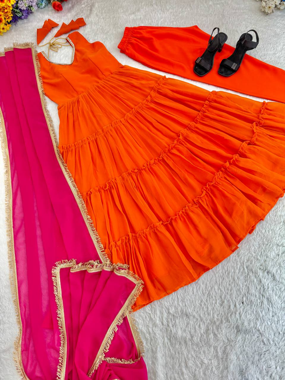 Beautiful Solid Long Flared Anarkali Suit for Women