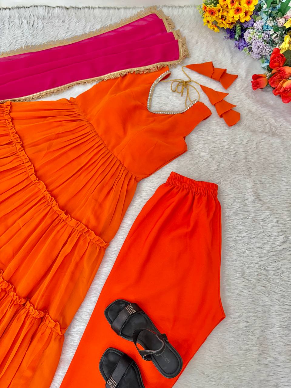 Beautiful Solid Long Flared Anarkali Suit for Women