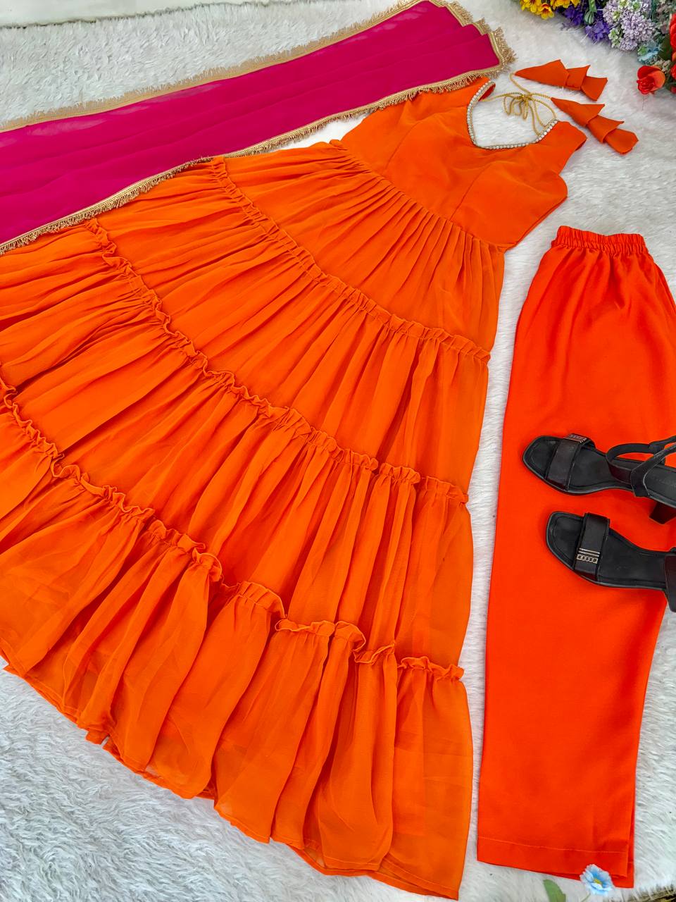 Beautiful Solid Long Flared Anarkali Suit for Women