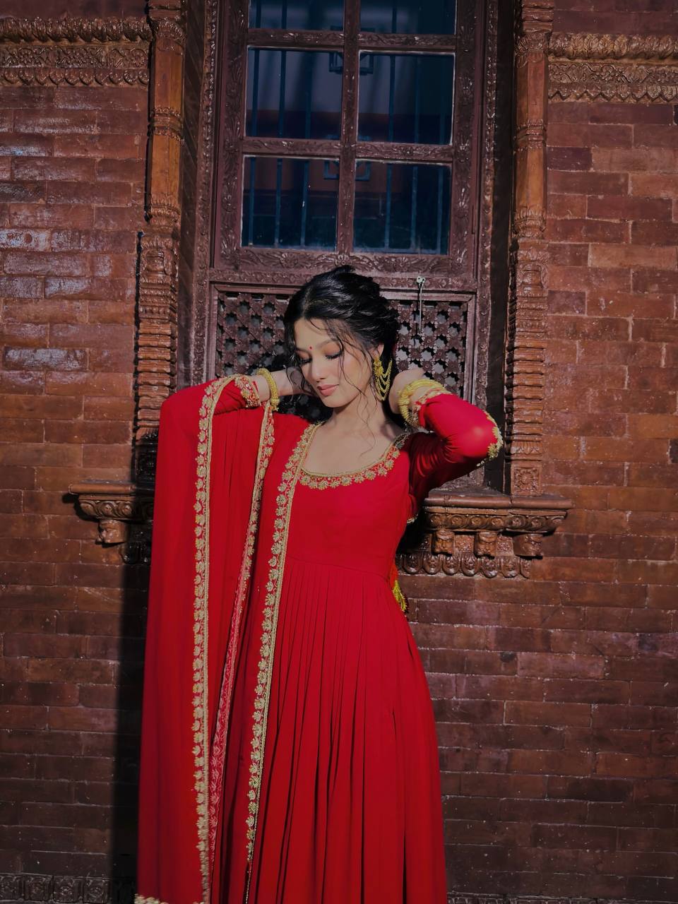 Elegant Red Georgette Designer Anarkali Suit