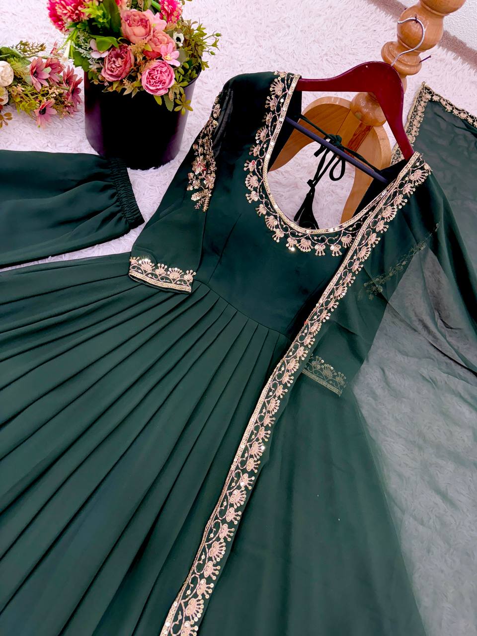 Elegant Red Georgette Designer Anarkali Suit