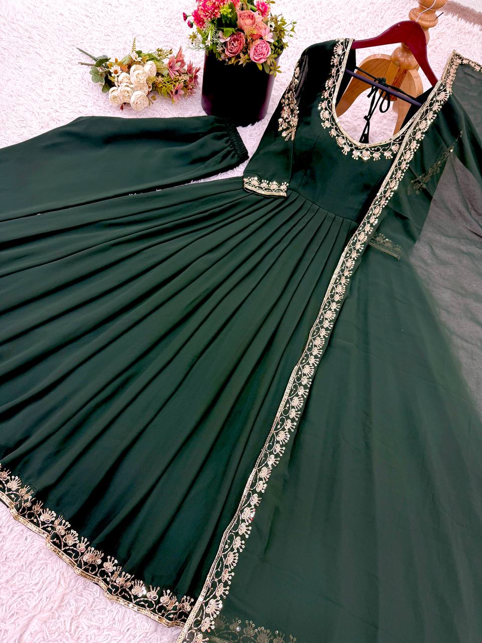Elegant Red Georgette Designer Anarkali Suit