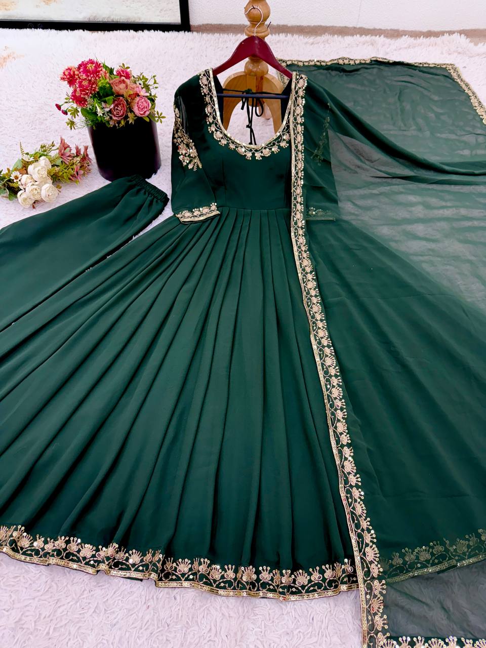 Elegant Red Georgette Designer Anarkali Suit