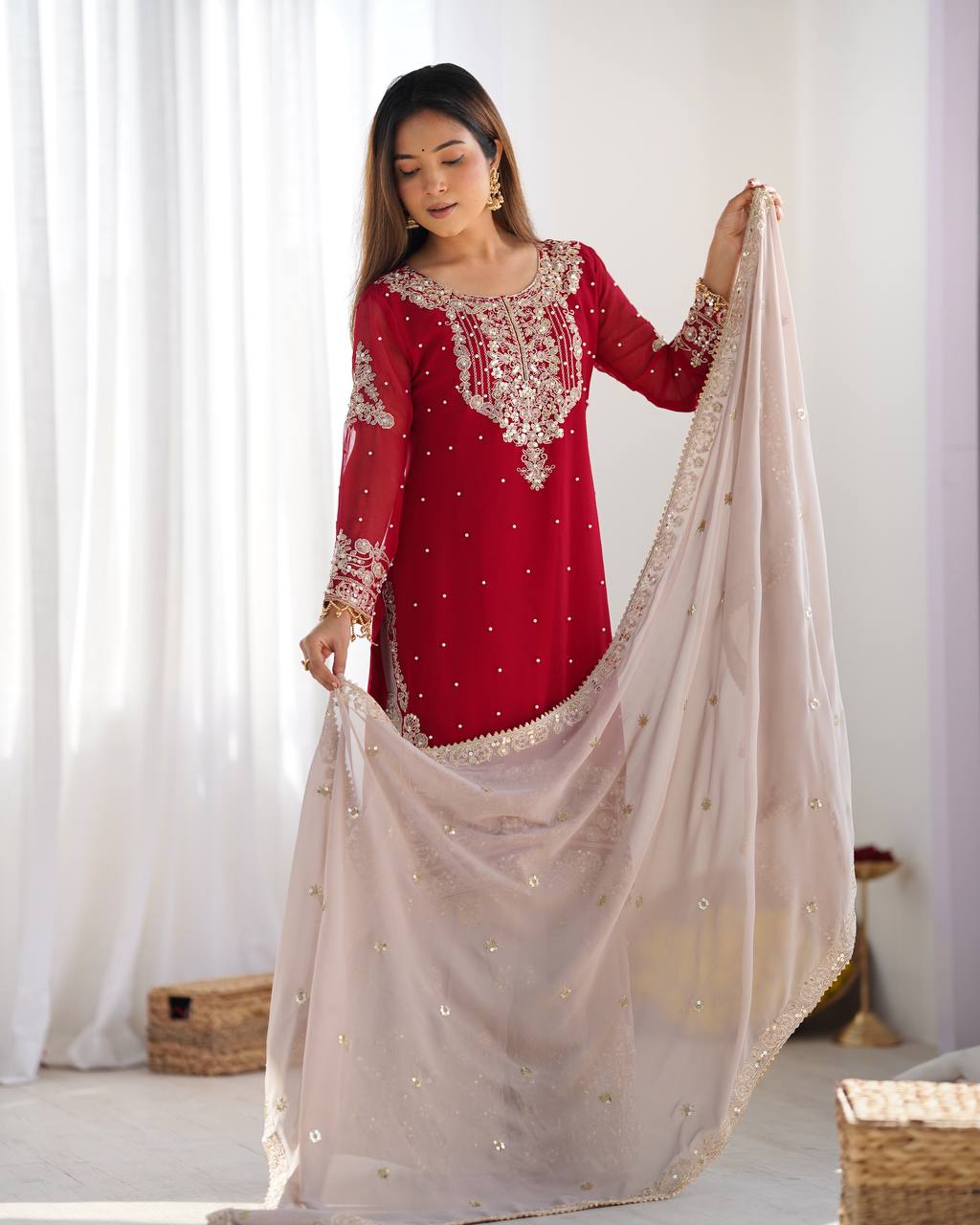 Red Sharara for wedding,
Designer Red Sharara set,
Red Sharara with dupatta,
Bridal Red Sharara dress,
Party wear Red Sharara,
Heavy embroidery Red Sharara,
Red Sharara suit for bride,
Traditional Red Sharara outfit,
Festive Red Sharara collection,
Red Sharara with mirror work,
Red Sharara with gota patti,
Red Sharara Pakistani style,
Red Sharara for haldi and mehndi,
Red Sharara with zari work,
Red Sharara online shopping,