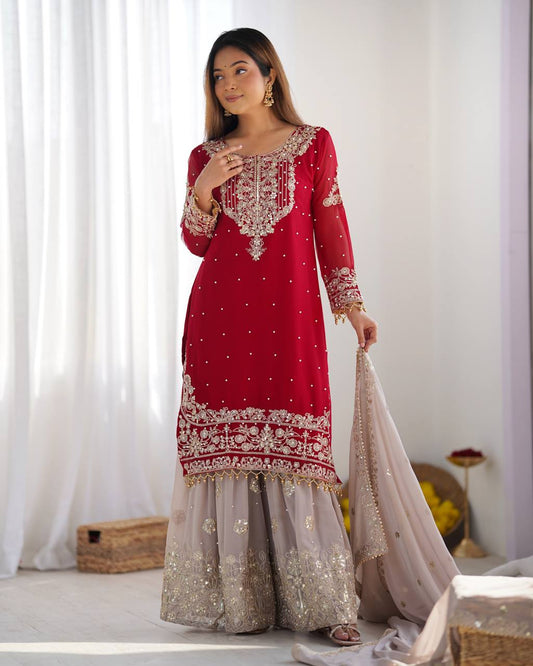 Red Sharara for wedding,
Designer Red Sharara set,
Red Sharara with dupatta,
Bridal Red Sharara dress,
Party wear Red Sharara,
Heavy embroidery Red Sharara,
Red Sharara suit for bride,
Traditional Red Sharara outfit,
Festive Red Sharara collection,
Red Sharara with mirror work,
Red Sharara with gota patti,
Red Sharara Pakistani style,
Red Sharara for haldi and mehndi,
Red Sharara with zari work,
Red Sharara online shopping,