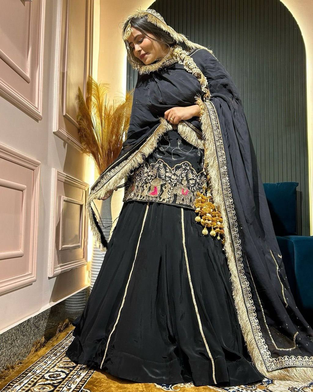 Heavy Designer Silk Kurti Lehenga Set