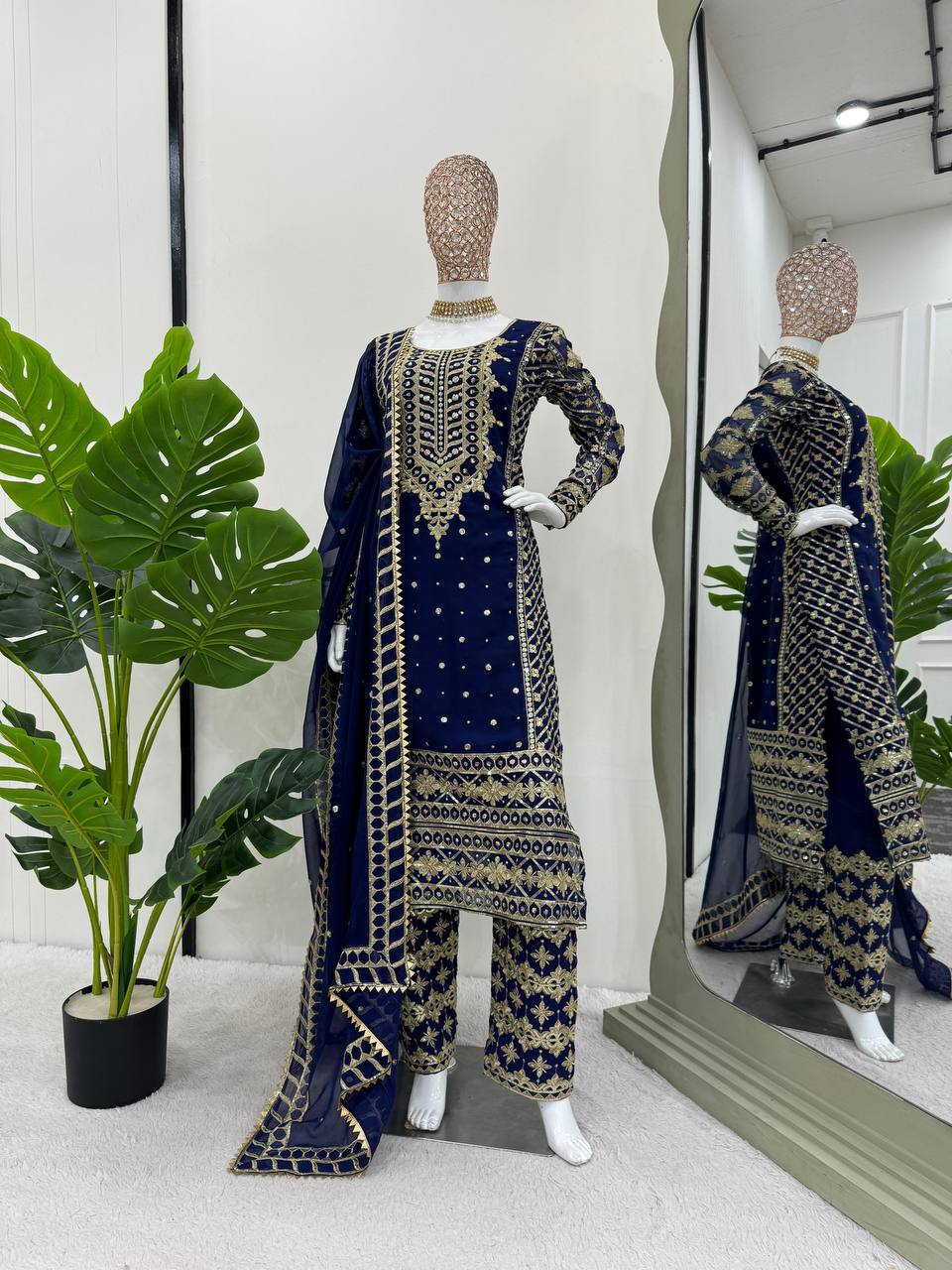 Beautiful Georgette Sequin Work Kurti Set