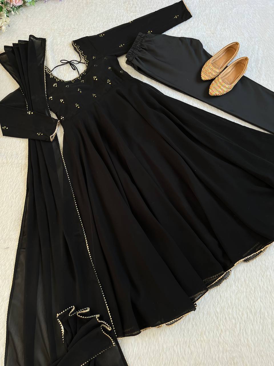Georgette Partywear Heavy Black Anarkali Gown