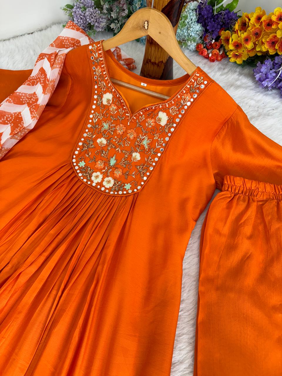 Chevron Printed Cotton Salwar Kameez with Dupatta