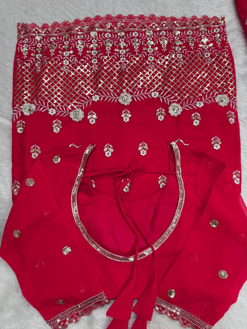 Festive Wear Georgette Red Sharara Suit