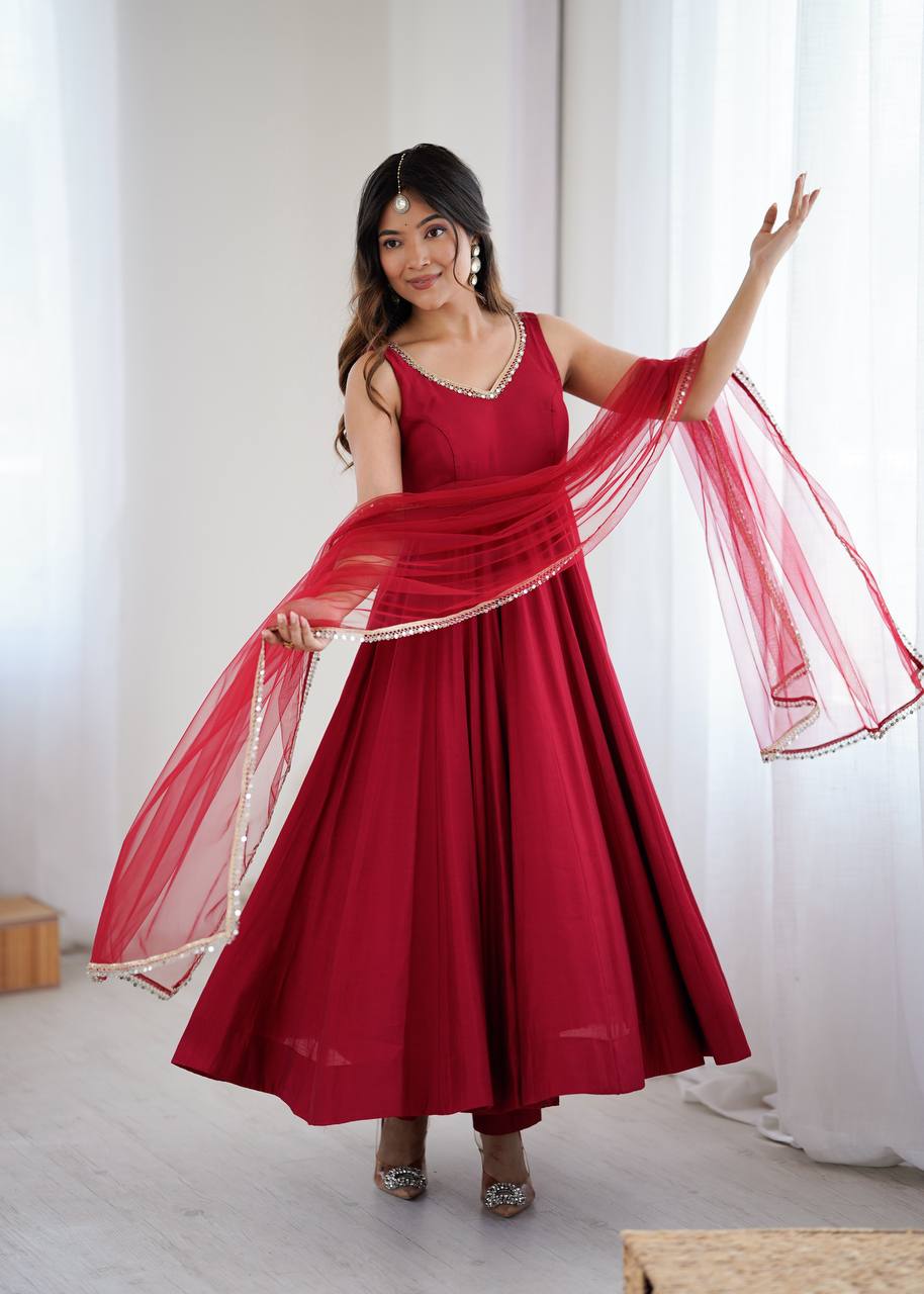 Elegant Long Flared Anarkali Suit