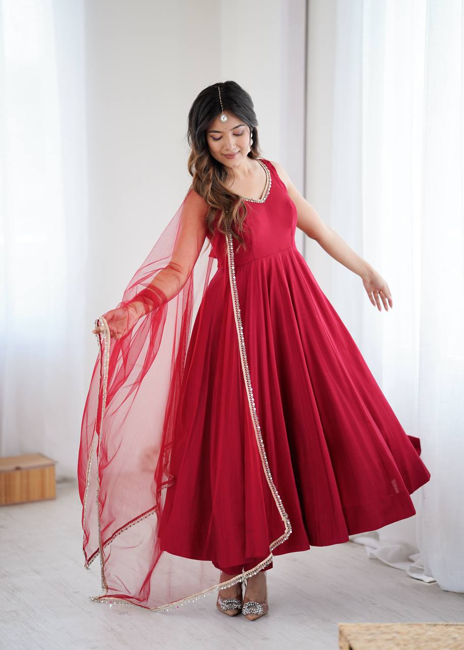 Elegant Long Flared Anarkali Suit