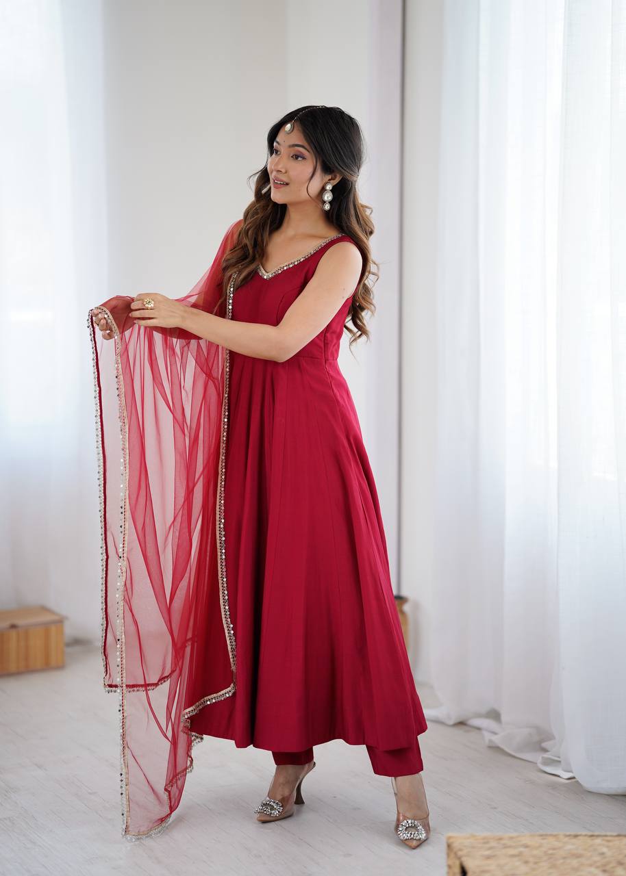 Elegant Long Flared Anarkali Suit