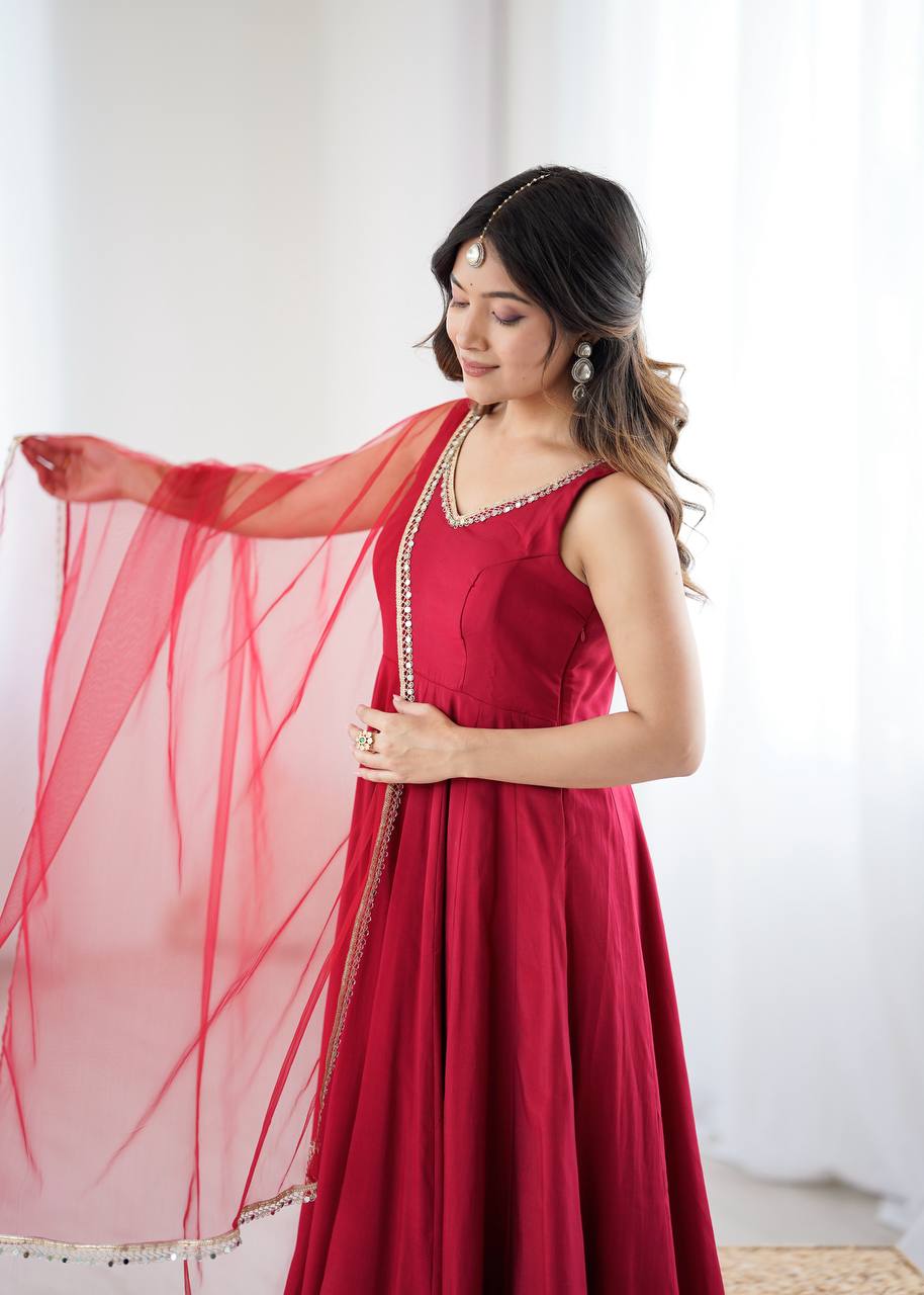 Elegant Long Flared Anarkali Suit