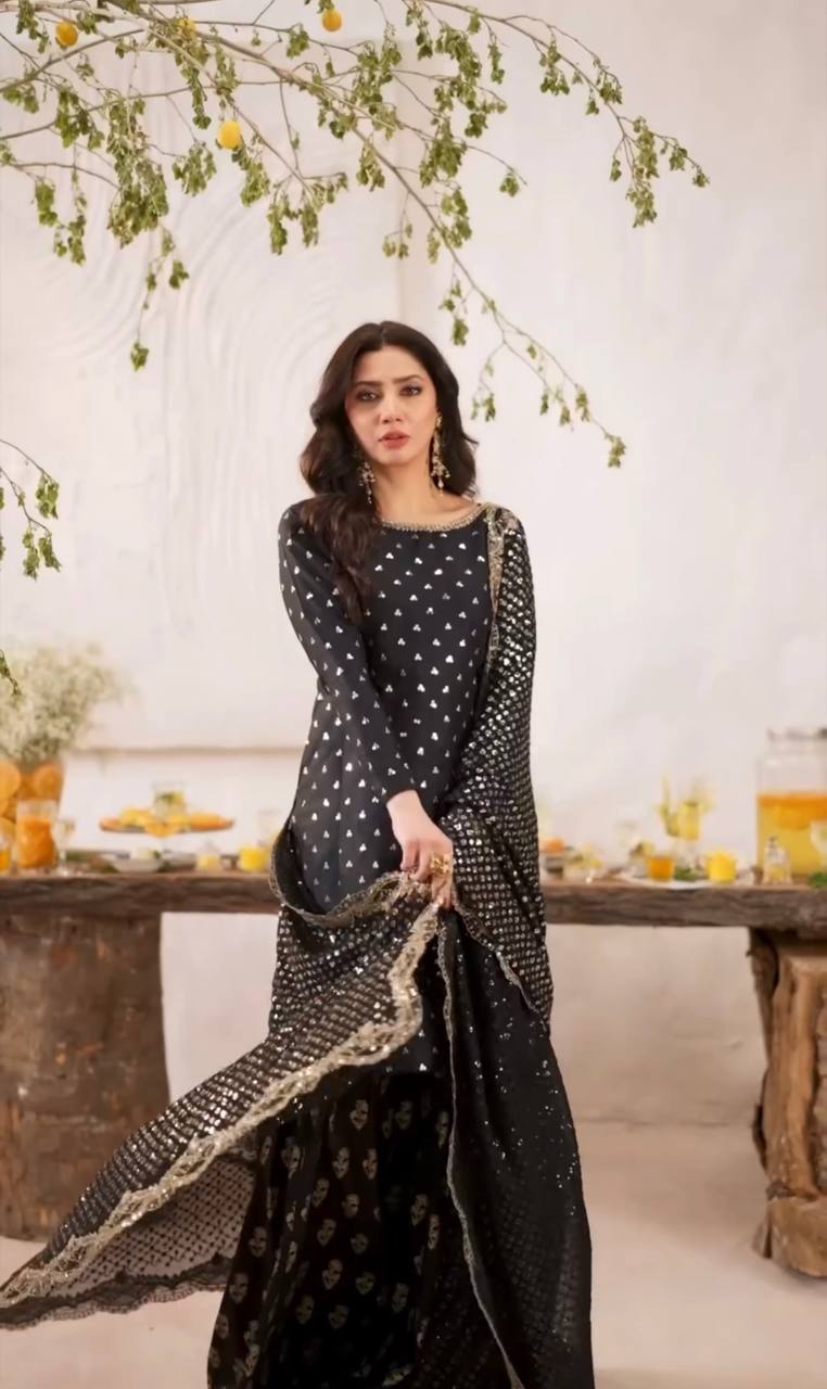 Faux Georgette Sharara Set, Embroidered Sharara Plazzo, Heavy Sequence Work Dress, Party Wear Suit for Women, Ready to Wear Ethnic Set, Georgette Dupatta with Lace, Designer Indian Outfit 2025, Full Sleeve Kurti Set, Fancy Sharara Dress for Wedding, Traditional Sharara Set, Flared Plazzo Suit, Micro Cotton Inner Suit, Elegant Festive Wear, Heavy Embroidery Ethnic Set, Readymade Suit for Women