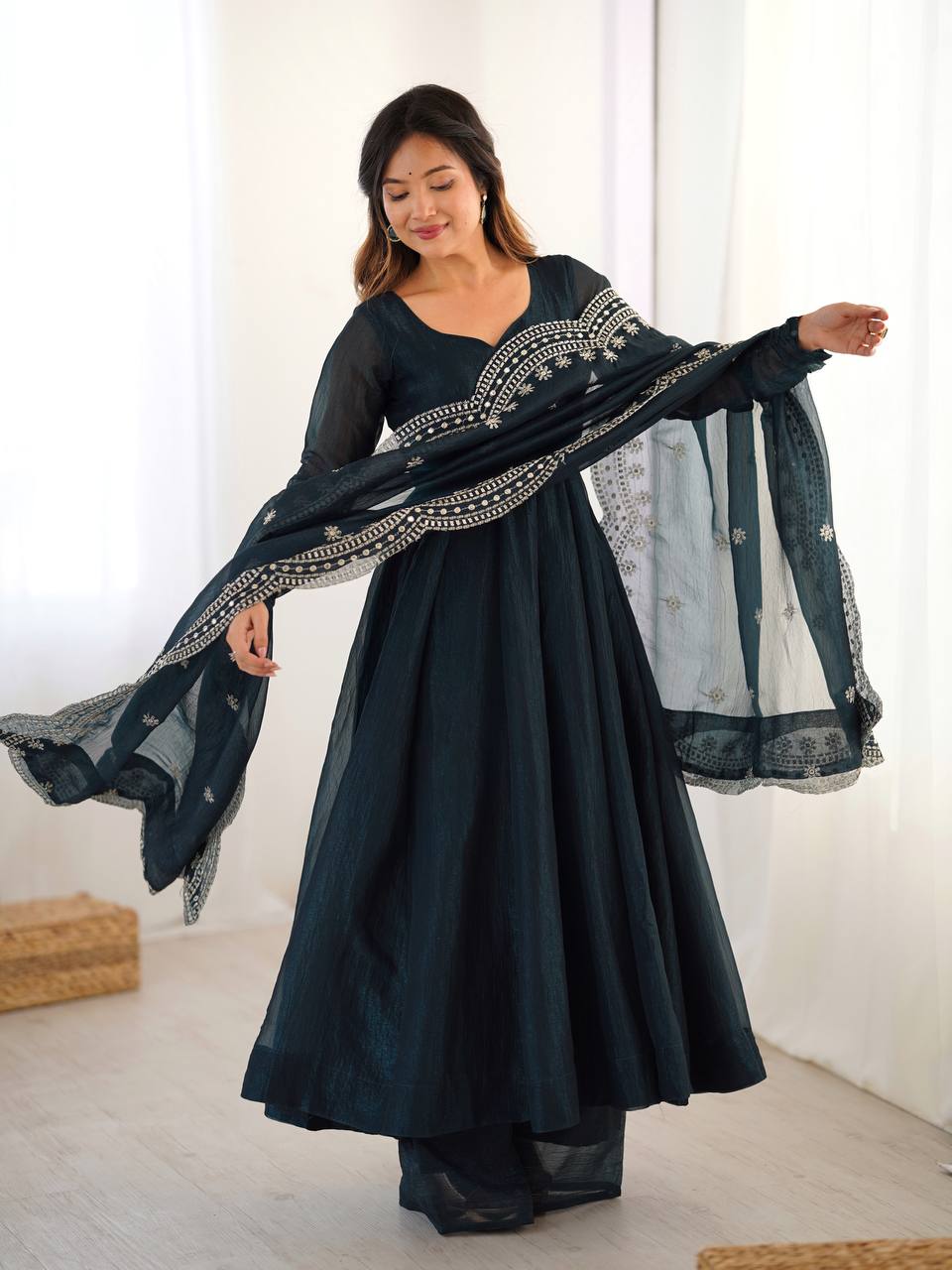 Stunning Festive Gown Set with Dupatta Anarkali Style