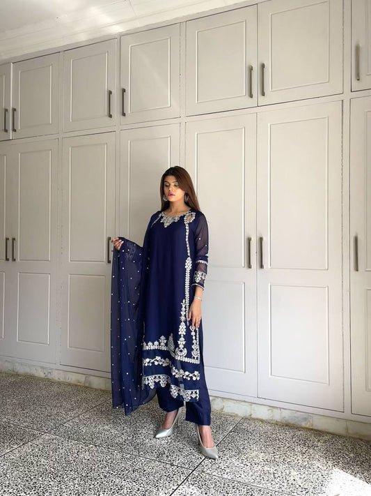 Designer blue salwar kameez