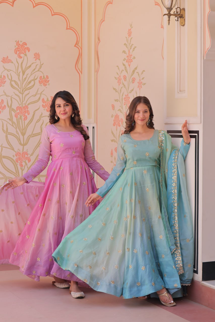 Beautiful Georgette Anarkali Gown with Dupatta