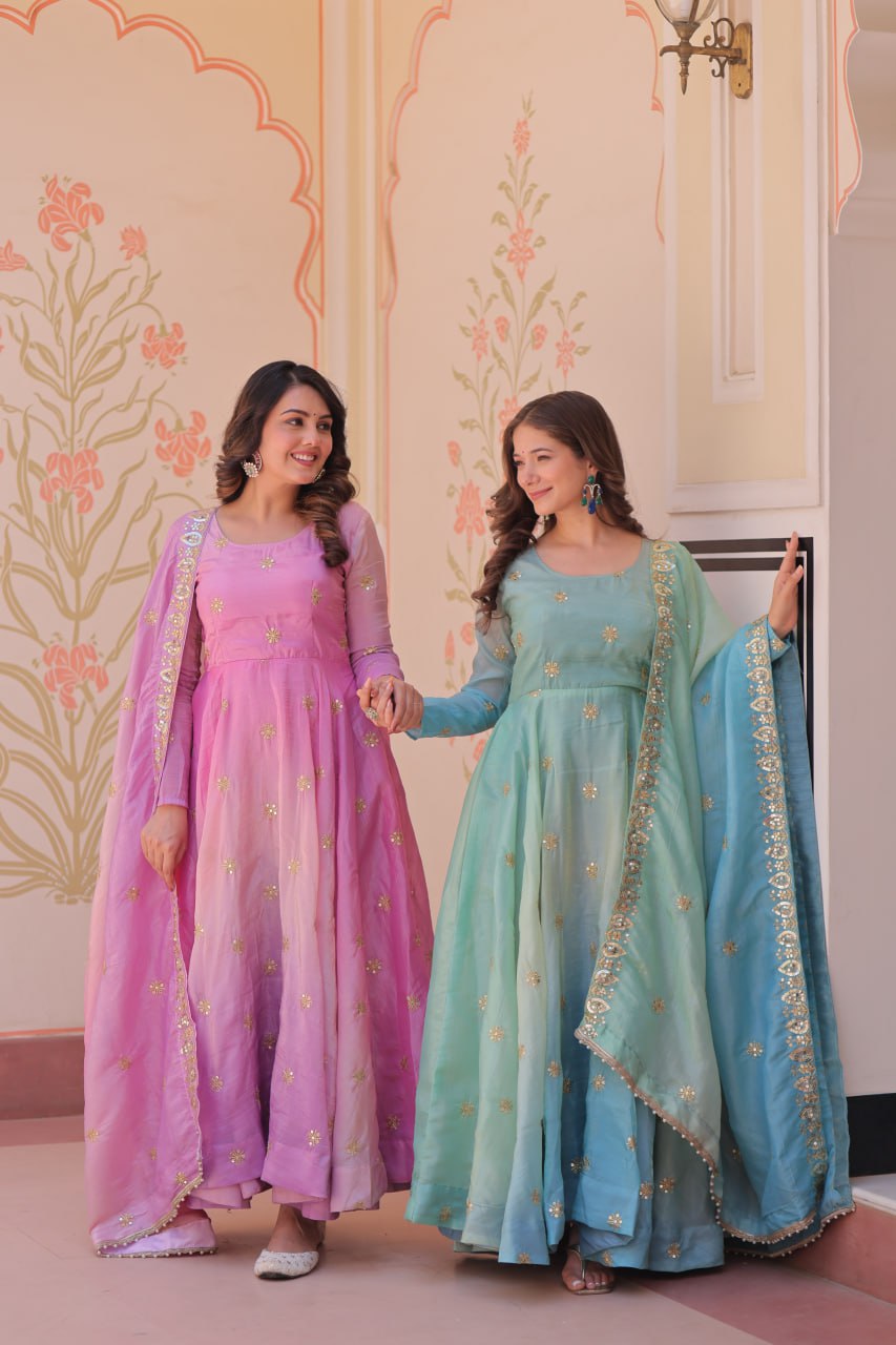 Beautiful Georgette Anarkali Gown with Dupatta