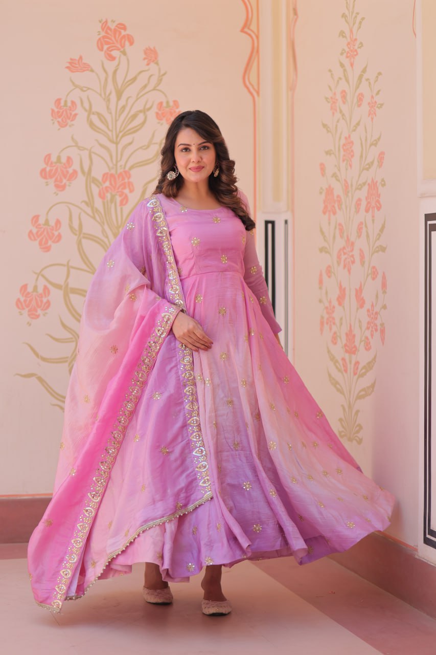 Beautiful Georgette Anarkali Gown with Dupatta