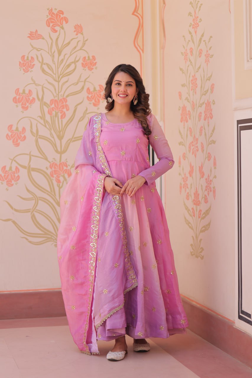 Beautiful Georgette Anarkali Gown with Dupatta