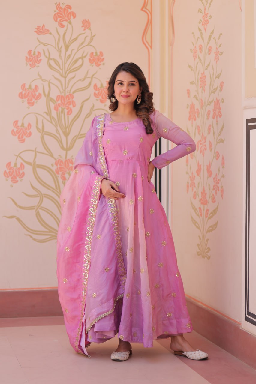 Beautiful Georgette Anarkali Gown with Dupatta