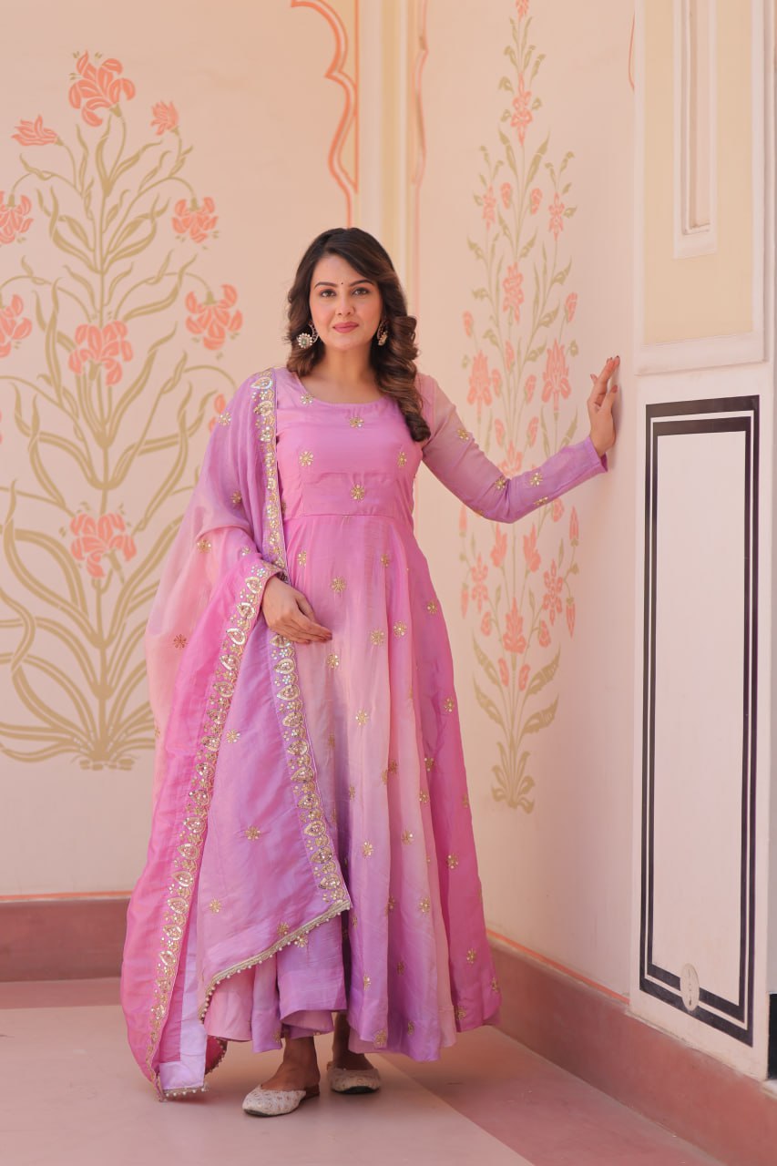 Beautiful Georgette Anarkali Gown with Dupatta