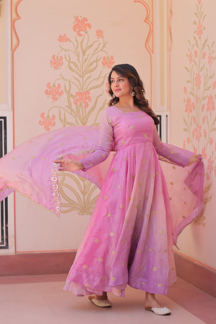 Beautiful Georgette Anarkali Gown with Dupatta