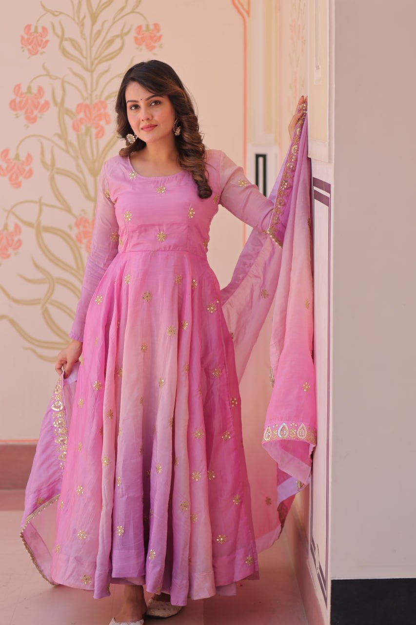 Beautiful Georgette Anarkali Gown with Dupatta