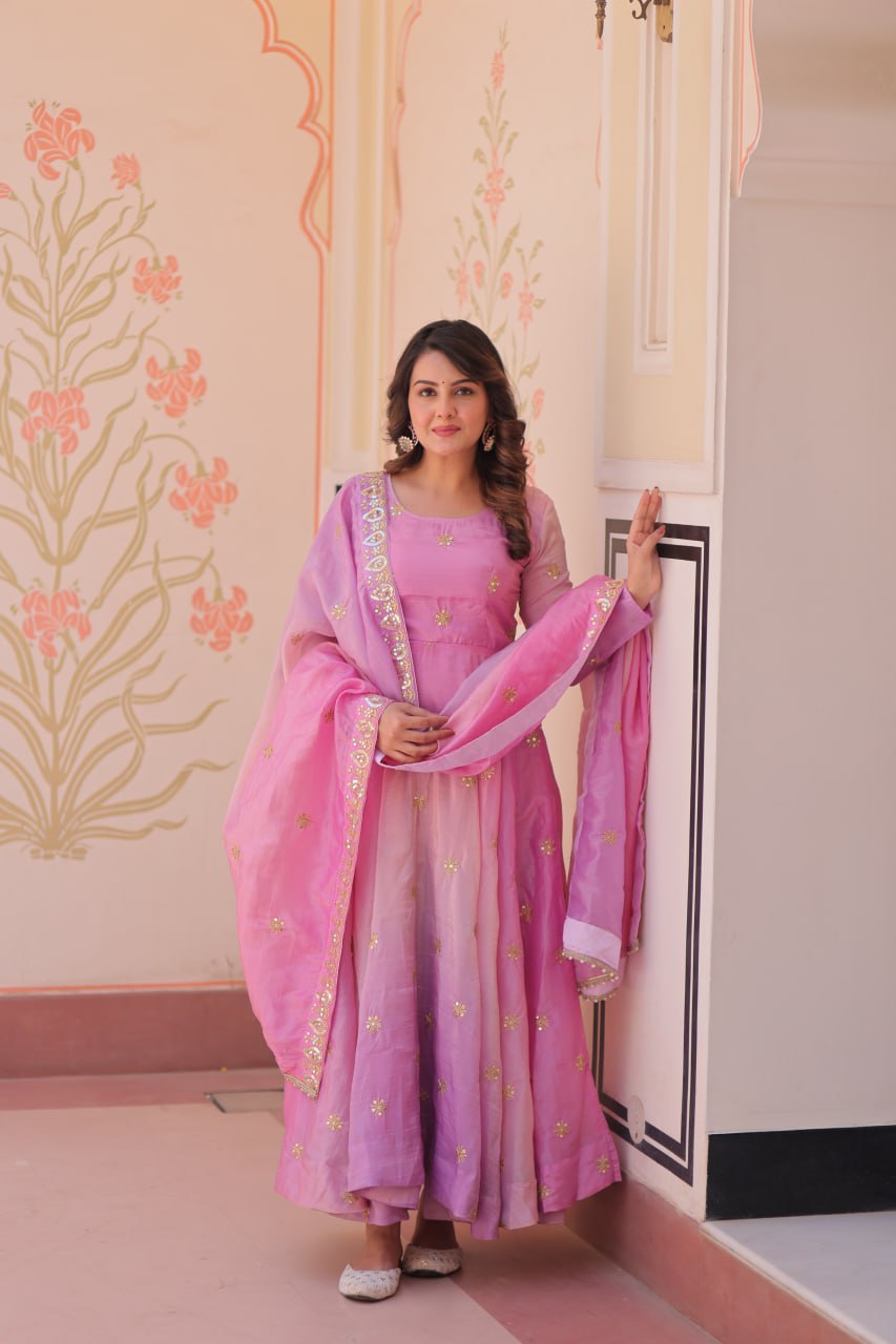 Beautiful Georgette Anarkali Gown with Dupatta