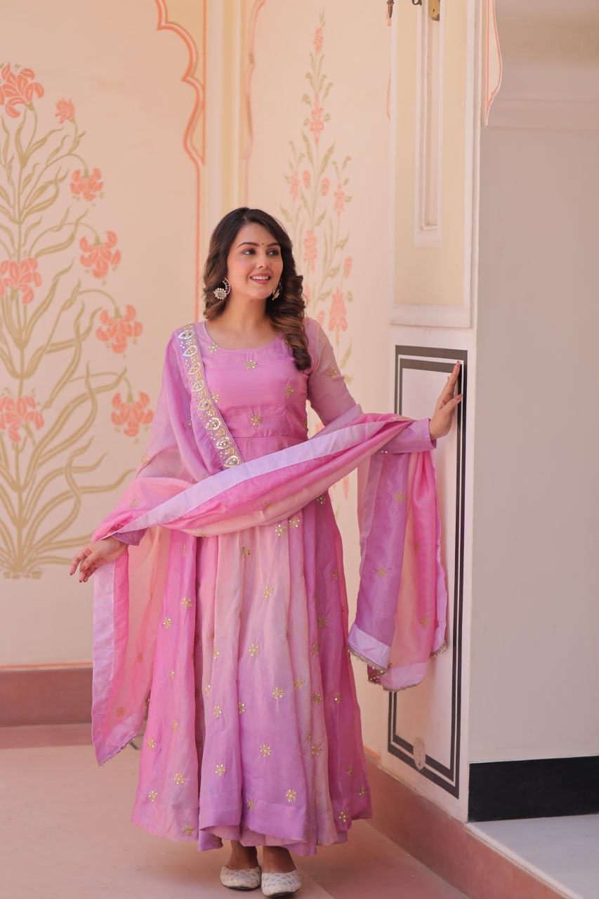 Beautiful Georgette Anarkali Gown with Dupatta