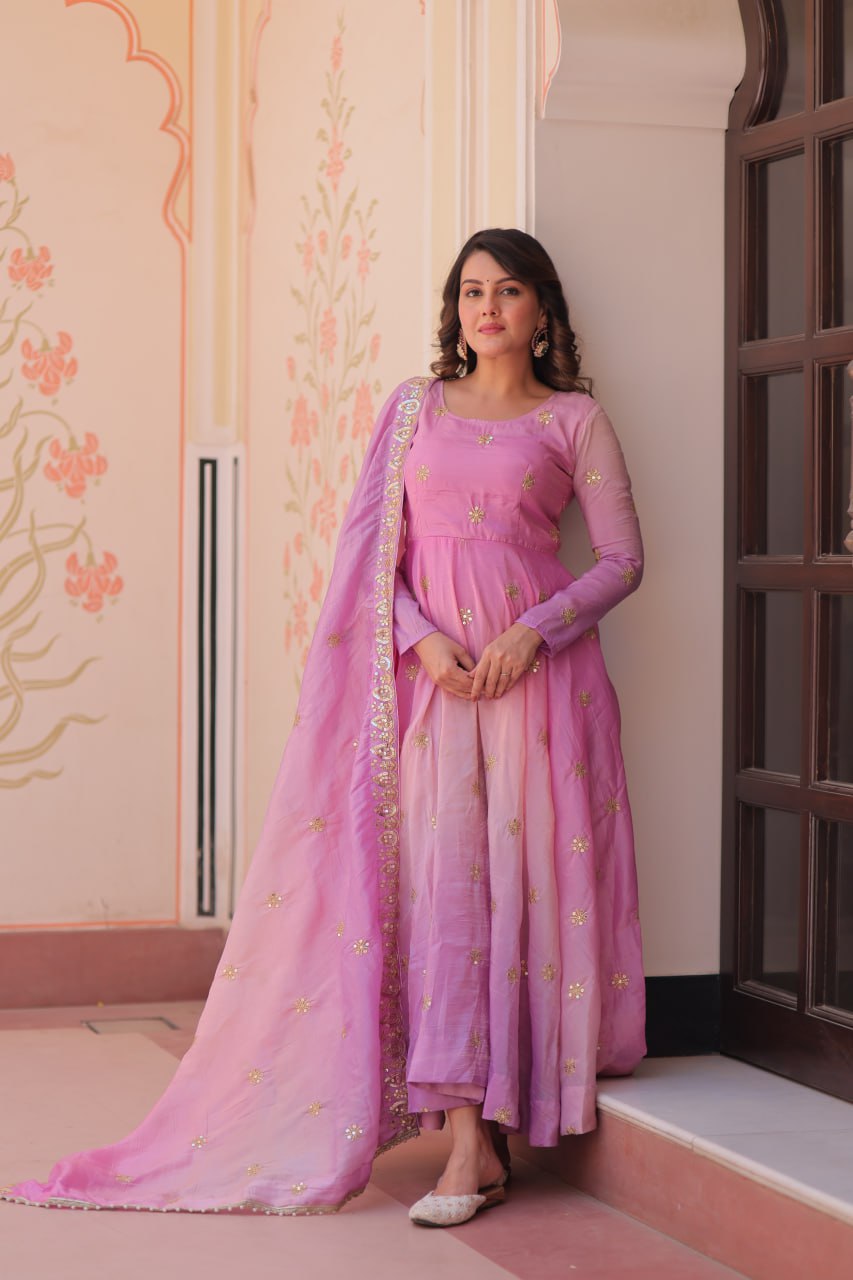 Beautiful Georgette Anarkali Gown with Dupatta