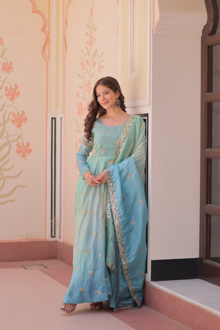 Beautiful Georgette Anarkali Gown with Dupatta