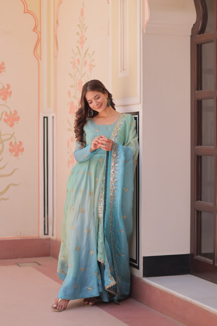 Beautiful Georgette Anarkali Gown with Dupatta