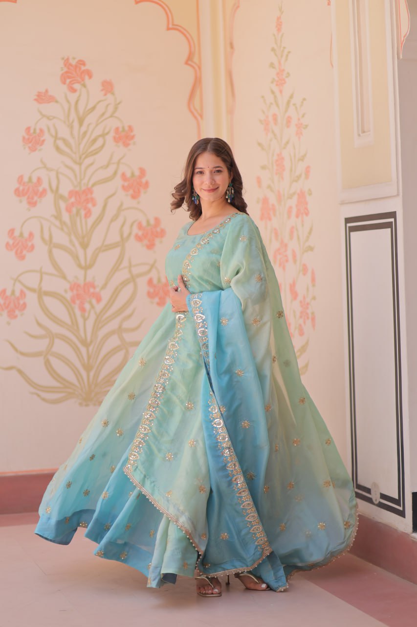 Beautiful Georgette Anarkali Gown with Dupatta