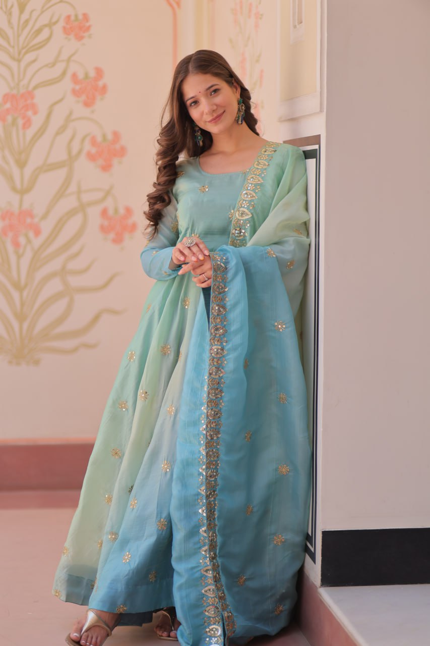 Beautiful Georgette Anarkali Gown with Dupatta