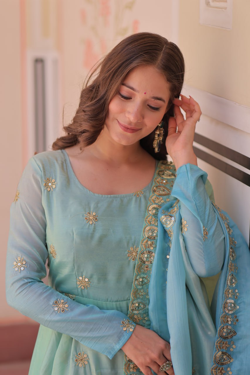 Beautiful Georgette Anarkali Gown with Dupatta
