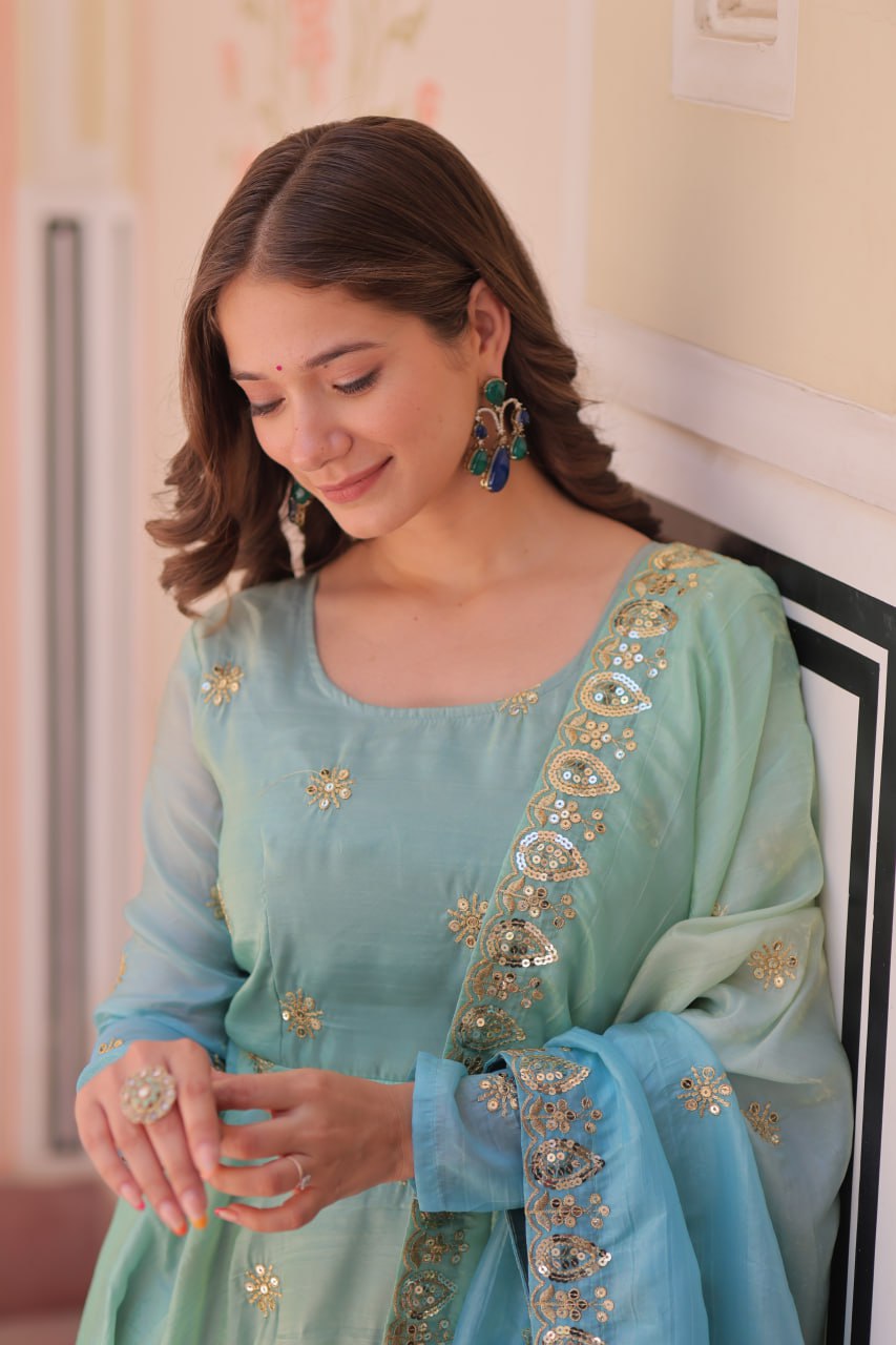 Beautiful Georgette Anarkali Gown with Dupatta