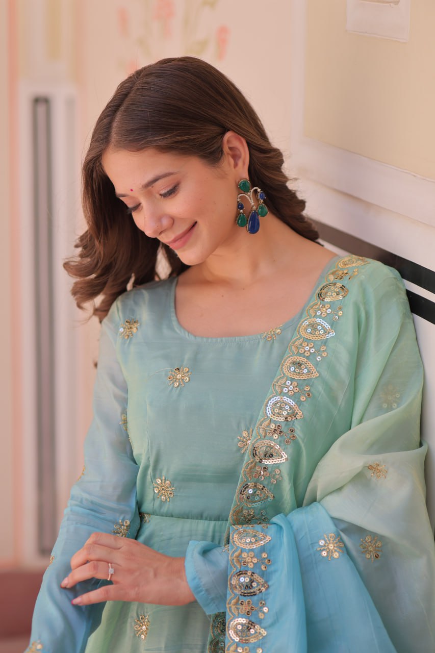 Beautiful Georgette Anarkali Gown with Dupatta
